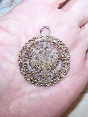 Austrian Double Eagle Pendant - Cut Out 1859 Coin with 800 Silver Border